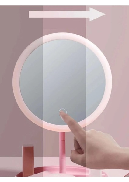 Sonx Dokunmatik LED Işıklı USB Li Yuvarlak Masa Üstü Makyaj Aynası Makyaj Aynası Ledli indirimleri
