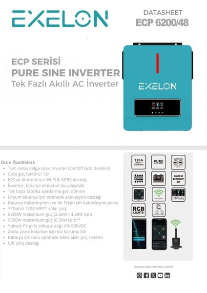 6.2 Kw 48 Volt Mppt 120A Akıllı Inverter modelleri