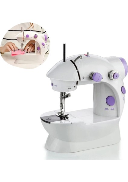 Pratik Taşınabilir Elektrikli Veya Pilli Seyahat Tipi Hız Ayarlı Kademeli Dikiş Makinesi