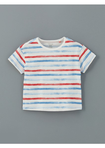 Yeni Sezon Beli Lastikli Çizgili Erkek Bebek Pijama Üst