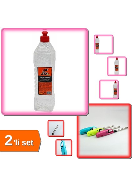 Yakacak Tutuşturucu 1 Lt Jel Yakıt + Doldurulabilir Gazlı Çakmak - 2li Set D5V7Q2