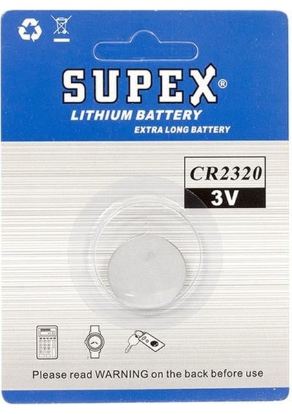 Supex CR2320 3 Volt Lityum Pil Tekli