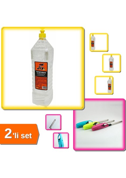 2 Lt Jel Reşo Jix Tutuşturucu Yakıt + Doldurulabilir Gazlı Çakmak - Pratik Kullanım - 2li Set D1G9D0