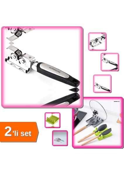 Bıçak Bileyici Bileme Keskinleştirme Aparatı + Kaşık Altlığı - Kepçe Kapak Tutucu - 2li Set X9W0Q5