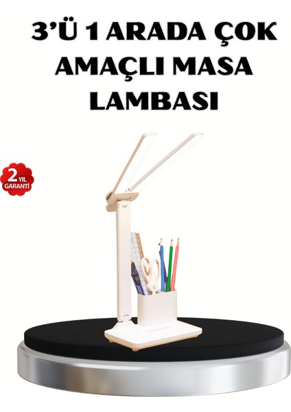 Drnds Kalemlik ve Telefon Standlı Masa Lambası – Kısılabilir LED Işık, Göz Dostu Tasarım