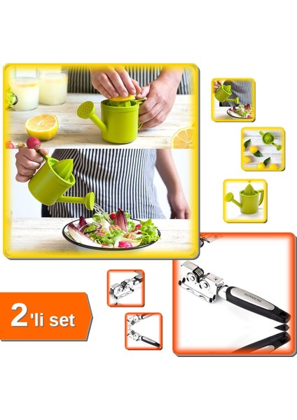 Bahçıvan Narenciye Limon Sıkacağı Hazneli + Bıçak Bileyici Keskinleştirme Aparatı - 2li Set J8E3G3