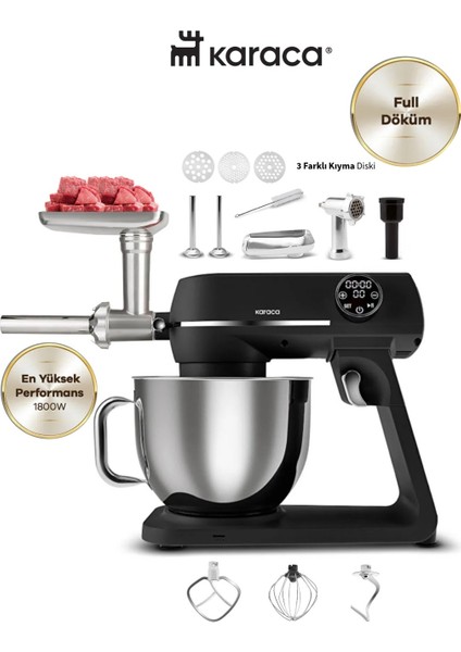 1800W Yüksek Güç Ile Kıyma Çek Çırp, Karıştır ve Hamur Yoğur Döküm Gövdeli Mutfak Şefi & Sucuk ve Kıyma Makinesi
