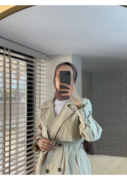 Kadın Ceket Yaka Kol Detaylı Trençkot Bej modelleri