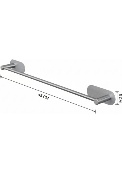 3'lü Paslanmaz Çelik Yapışkanlı Havlu Askılığı ve Tuvalet Kağıtlığı | Delmeden Montaj Neme Dayanıklı