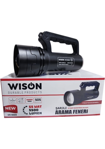 WS-8585 Profesyonel Arama Feneri | 55W – 5500 Lümen – 22.000 Mah – Zoomlu, Arka Işık & Çakar Modlu fiyatları