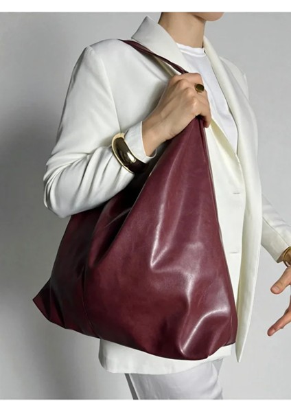 Bordo Kadın Büyük Boy Omuz ve Tote Çanta – Geniş Hacimli Günlük Kullanım modelleri