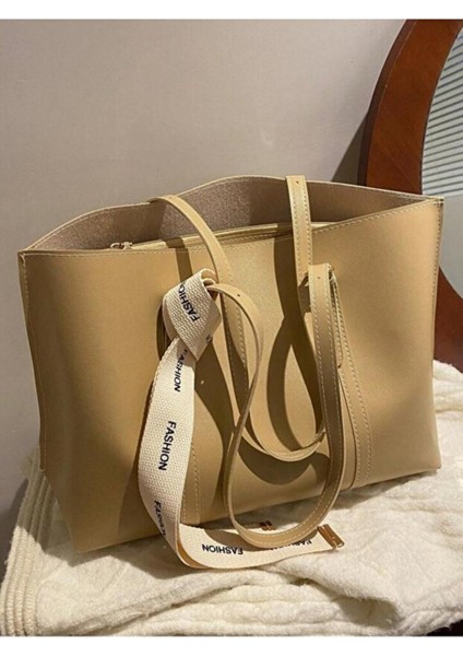 Moj Fiyonk Detaylı Hafif Büyük Boy Kadın El ve Omuz Çantası Vizon fiyatları