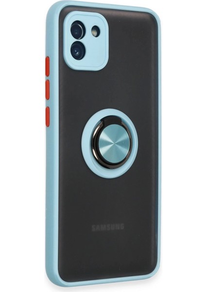 Samsung Galaxy A03 Kılıf Montreal Yüzüklü Silikon Kapak - Buz Mavi fiyatları