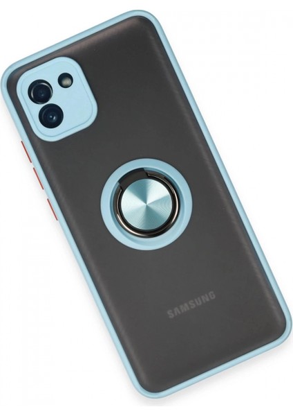 Samsung Galaxy A03 Kılıf Montreal Yüzüklü Silikon Kapak - Buz Mavi modelleri