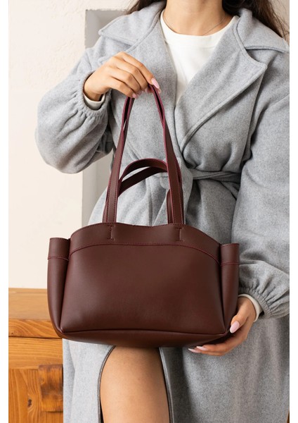 Asmira Bordo Mıknatıs Kapaklı Cüzdan Detaylı Kadın El Kol ve Omuz Çantası