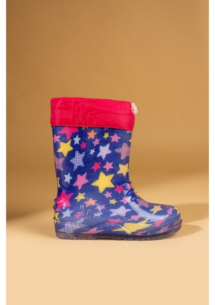 Mor Kız Çocuk Yıldız Desenli Su Geçirmez Yağmur Çizmesi Bot modelleri