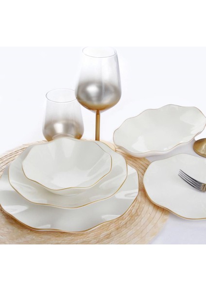 Nesrin 30 Parça Mat Gold Yemek Takımı