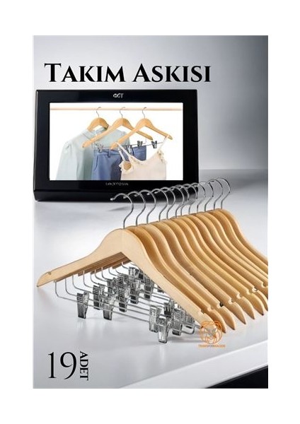 Turk Takım Askısı Ceket Etek Pantolon Kıskaçlı 19 Adet