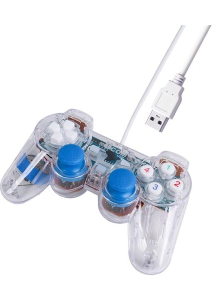 UCOM-704 Kablolu Double Shock Joypad Oyun Kolu Şeffaf Işıklı