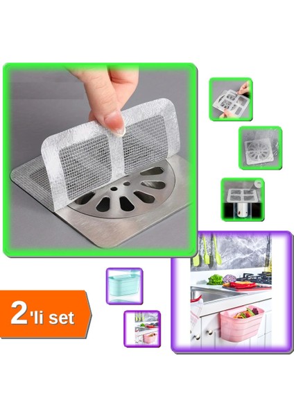 30 Adet Yapışkanlı Banyo Gider Koruyucu + Dolap Kapağı Organizeri – Tezgah Çöp Kutusu - 2li Set X4G2