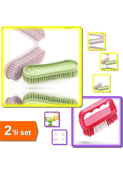 Çok Amaçlı Temizlik ve Halı Fırçası + Tırnak ve Yaka Fırçası - 2li Set S9W9F7