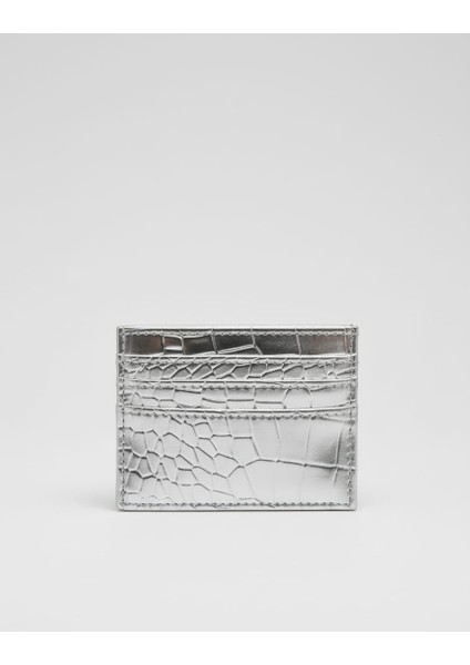 Gümüş Deri Görünümlü Kartlık Cüzdan modelleri