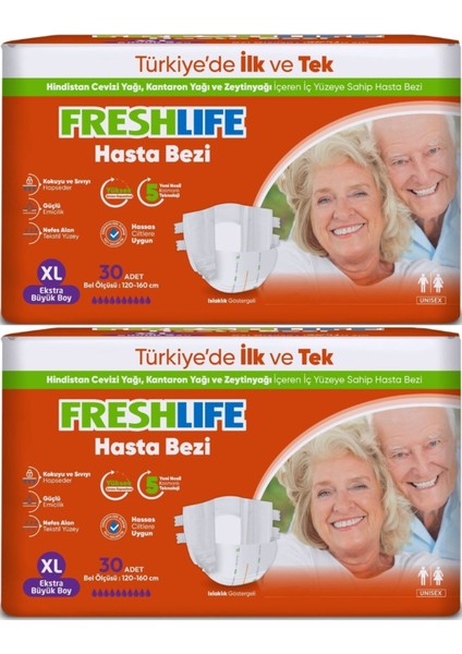 Yetişkin Hasta Bezi Bel Bantlı Xl - Ekstra Large - Extra Large 60 Adet (2pk*30)
