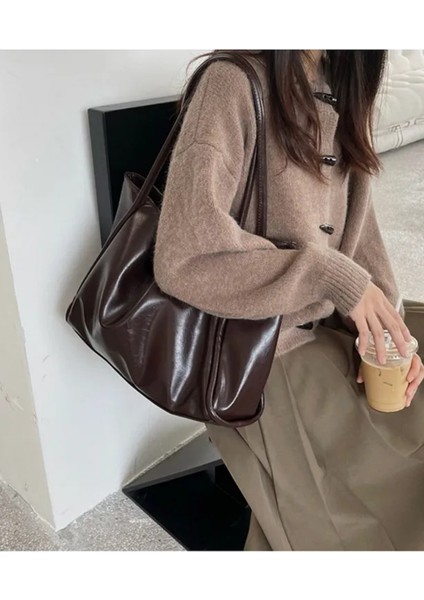 Kahverengi Kadın Günlük El ve Omuz Çantası – Basic Model Büyük Boy modelleri