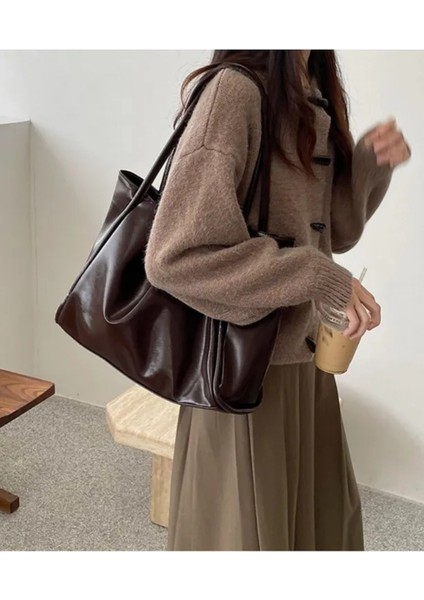 Kahverengi Kadın Günlük El ve Omuz Çantası – Basic Model Büyük Boy fırsatları