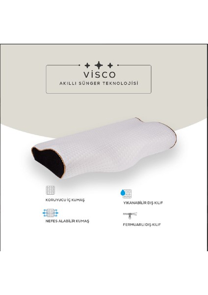 Visco Ortopedik Boyun Destek Yastığı,boyun fıtığı-düzleşmesi yastığı YEDEK KILIF HEDİYELİ