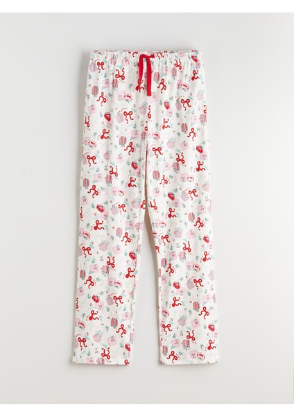 Yeni Sezon Beli Lastikli Yılbaşı Temalı Kadın Pijama Altı