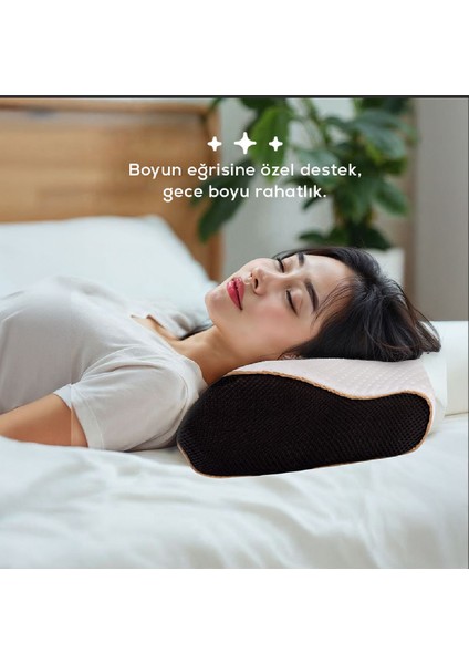 Visco Ortopedik Boyun Destek Yastığı,boyun fıtığı-düzleşmesi yastığı YEDEK KILIF HEDİYELİ fırsatları