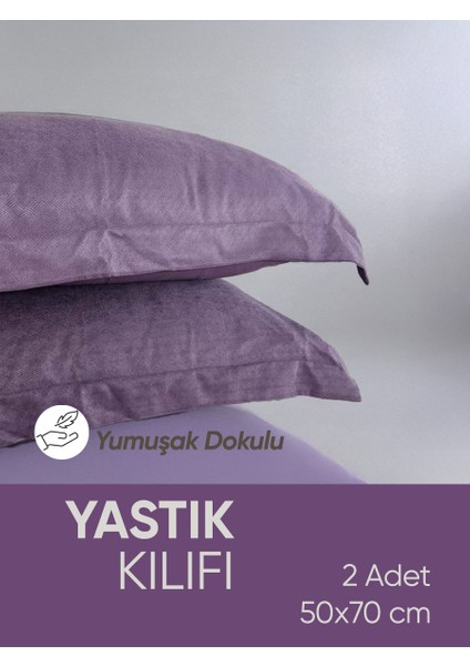 Lila Mor Oxford, Yumuşak Dokulu, Flaplı, 2 Adet Set Yastık Kılıfı fiyatları