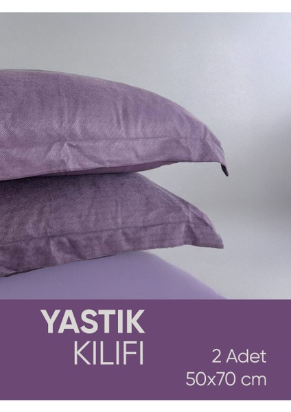 Lila Mor Oxford, Yumuşak Dokulu, Flaplı, 2 Adet Set Yastık Kılıfı modelleri