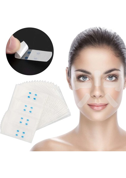 24 Adet Kırışıklık Bandı, Kaş Germe Bant, Çene Gerdirme, Yüz Gerdirme, Boyun Germe modelleri