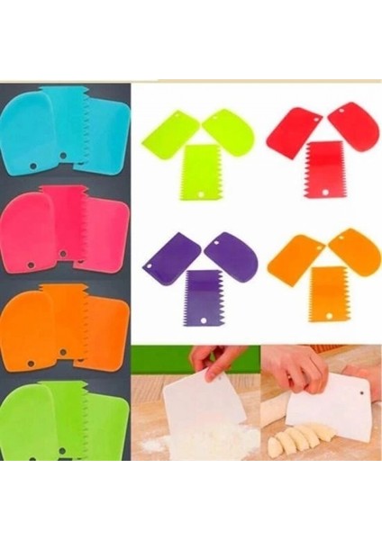 Pasta Hamur Şekillendirici Spatula Kesici Kazıyıcı Dekoratör Set indirimleri