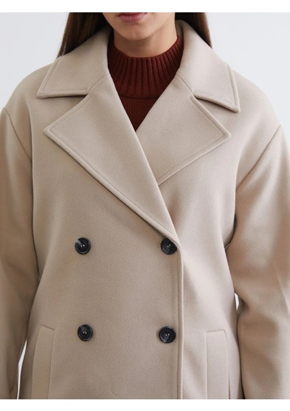 Lcw Modest Bej Ceket Yaka Kadın Kaşe Kaban modelleri