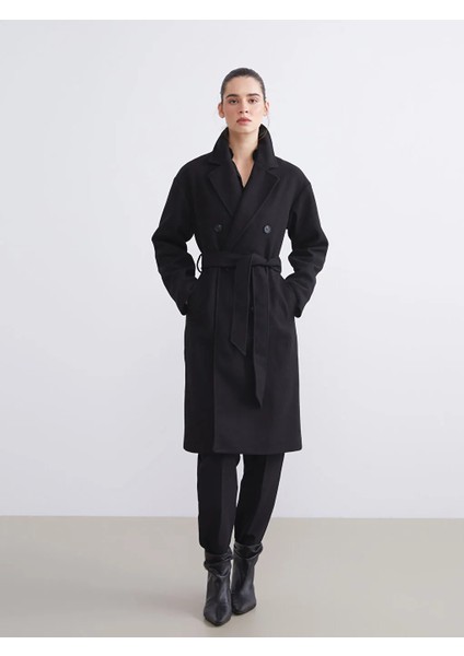 Lcw Vision Siyah Kruvaze Yaka Kadın Kaşe Kaban fiyatları