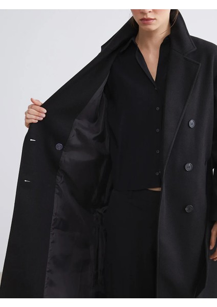 Lcw Vision Siyah Kruvaze Yaka Kadın Kaşe Kaban modelleri