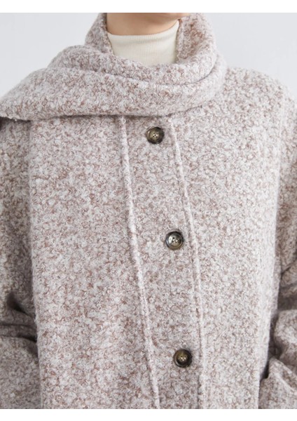 Lcw Modest Kahverengi Bisiklet Yaka Atkılı Kadın Kaşe Kaban modelleri