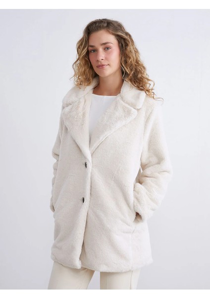 Lcw Modest Bej Ceket Yaka Kadın Kürk Kaban