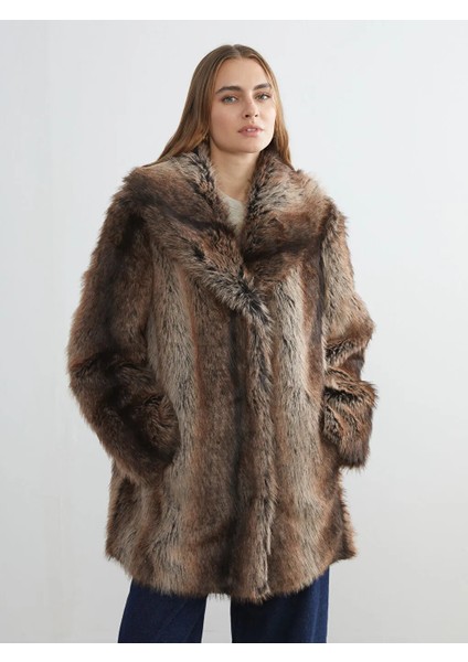 Lcw Grace Kahverengi Ceket Yaka Kadın Kürk Kaban
