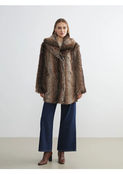 Lcw Grace Kahverengi Ceket Yaka Kadın Kürk Kaban fiyatları