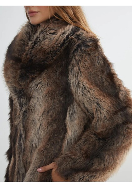 Lcw Grace Kahverengi Ceket Yaka Kadın Kürk Kaban modelleri