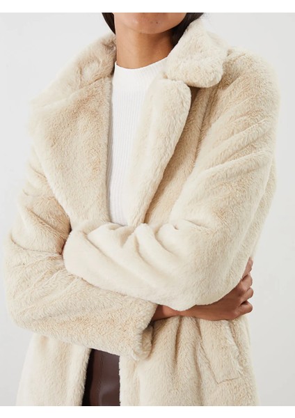 Lcwaıkıkı Classic Bej Ceket Yaka Kadın Kürk Kaban modelleri