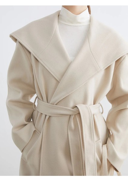 Lcw Modest Bej Kapüşonlu Kadın Kaşe Kaban modelleri