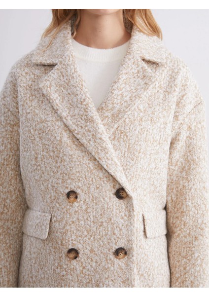 Lcw Vision Bej Kruvaze Yaka Oversize Kadın Kaşe Kaban modelleri