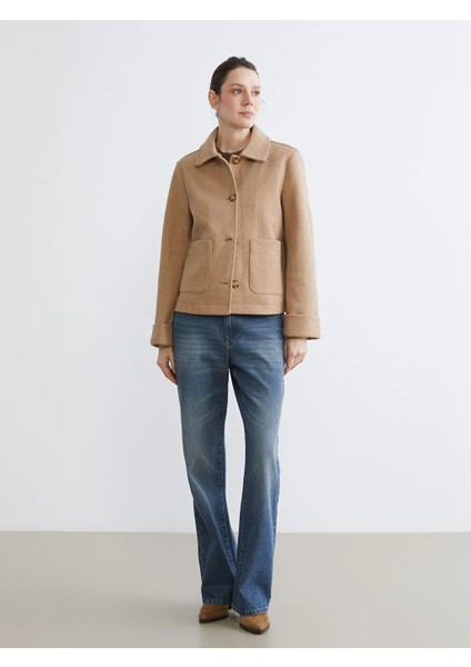 Lcwaıkıkı Classic Bej Gömlek Yaka Kadın Kaşe Kaban fiyatları