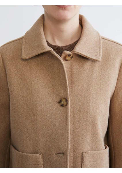 Lcwaıkıkı Classic Bej Gömlek Yaka Kadın Kaşe Kaban modelleri