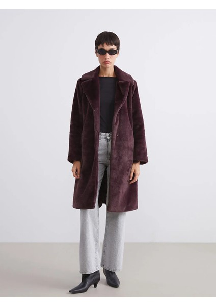 Lcw Vision Bordo Ceket Yaka Kadın Kürk Kaban fiyatları